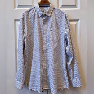 Amazon Essentials Men's White and Black Plaid Shirt 18 34/35